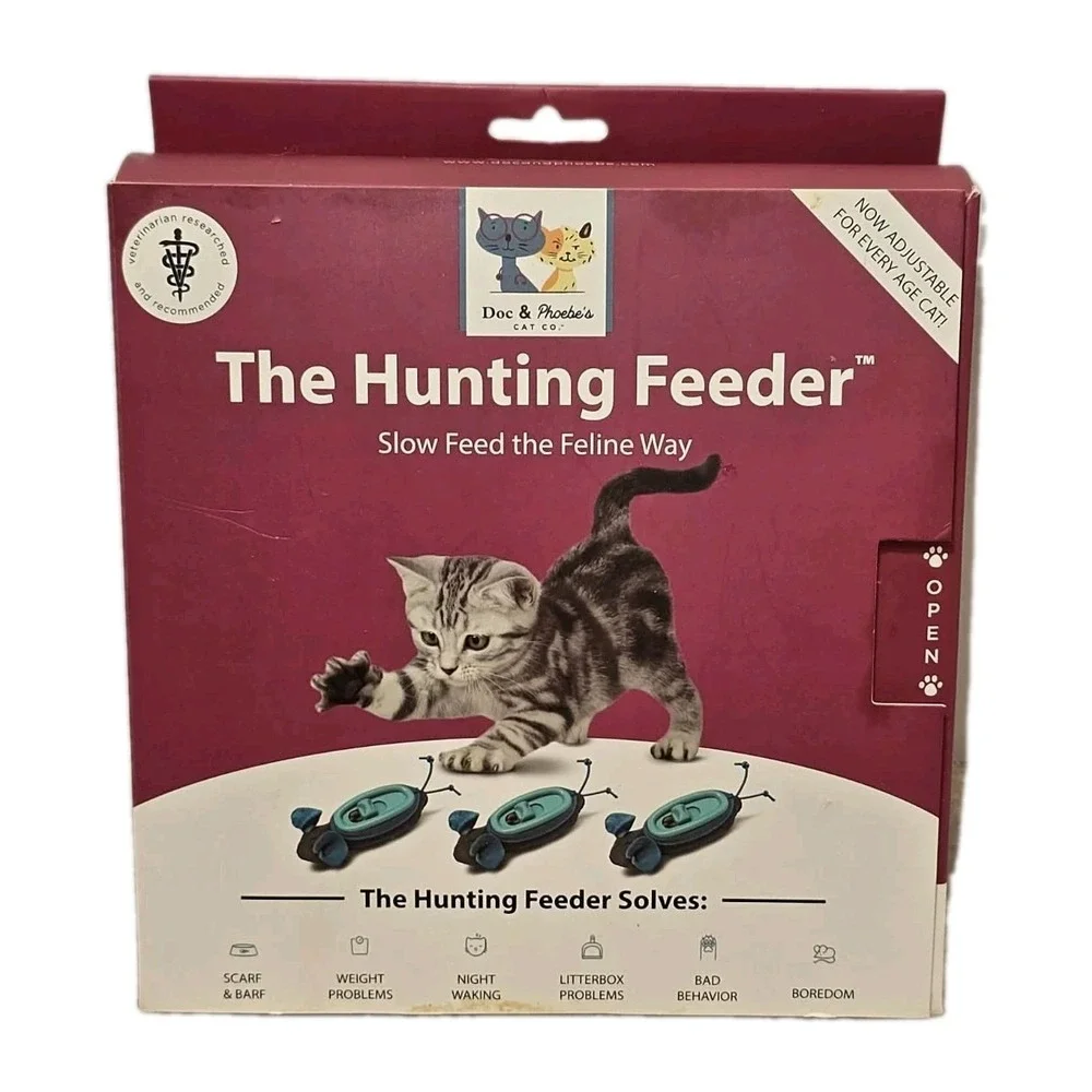 Doc & Phoebe's Hunting Feeder Slow Feed‎ Cat Feeding System 3 Mice New